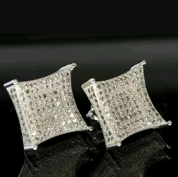 ICED OUT DIAMOND SIMULATED EARRING - Picture 2 of 5